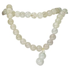 Natural Myanmar Icy Type Jade Beaded Long Necklace, 108 beads