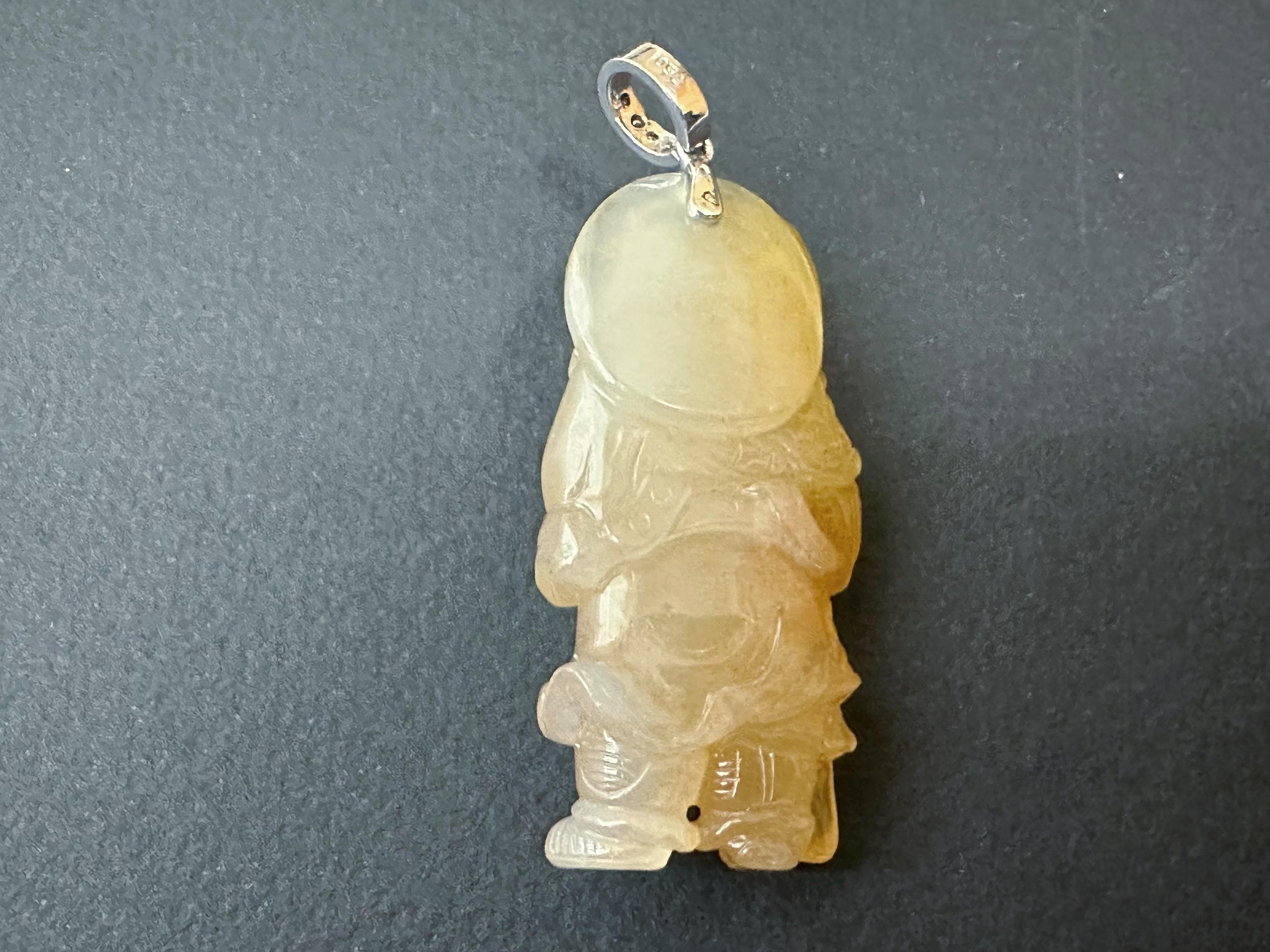 Natural Myanmar Icy Type Jadeite Guan Gong Guan Yu Pendant, God of Righteous For Sale 1