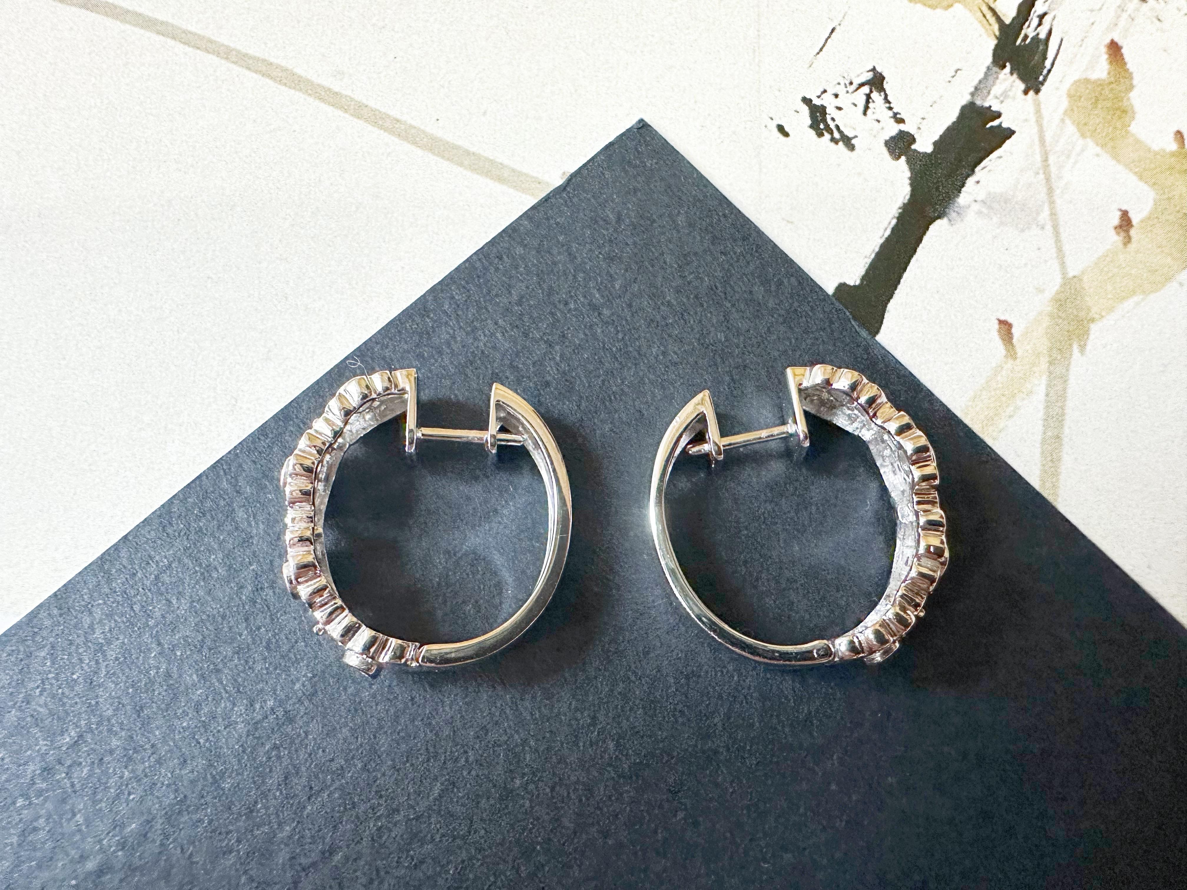 Natural Myanmar Icy Type Vivid Green Jade Donut Hoop Earrings 18K Gold Diamond For Sale 2