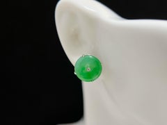 Natürliche kaiserliche grüne Donut-Jade-Ohrringe aus 18 Karat Weißgold aus Myanmar