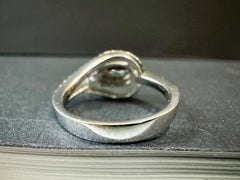 Natural Myanmar Imperial Green Jade Cabochon Ring in 18K White Gold with Diamond