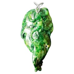 Natürlicher kaiserlicher grüner Lotusblatt-Jade-Anhänger aus natürlicher Myanmar-Jade mit Diamantschliff