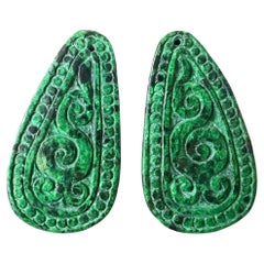 Pietre sfuse di giada naturale del Myanmar Bohp Pear, verde brillante fluorescente