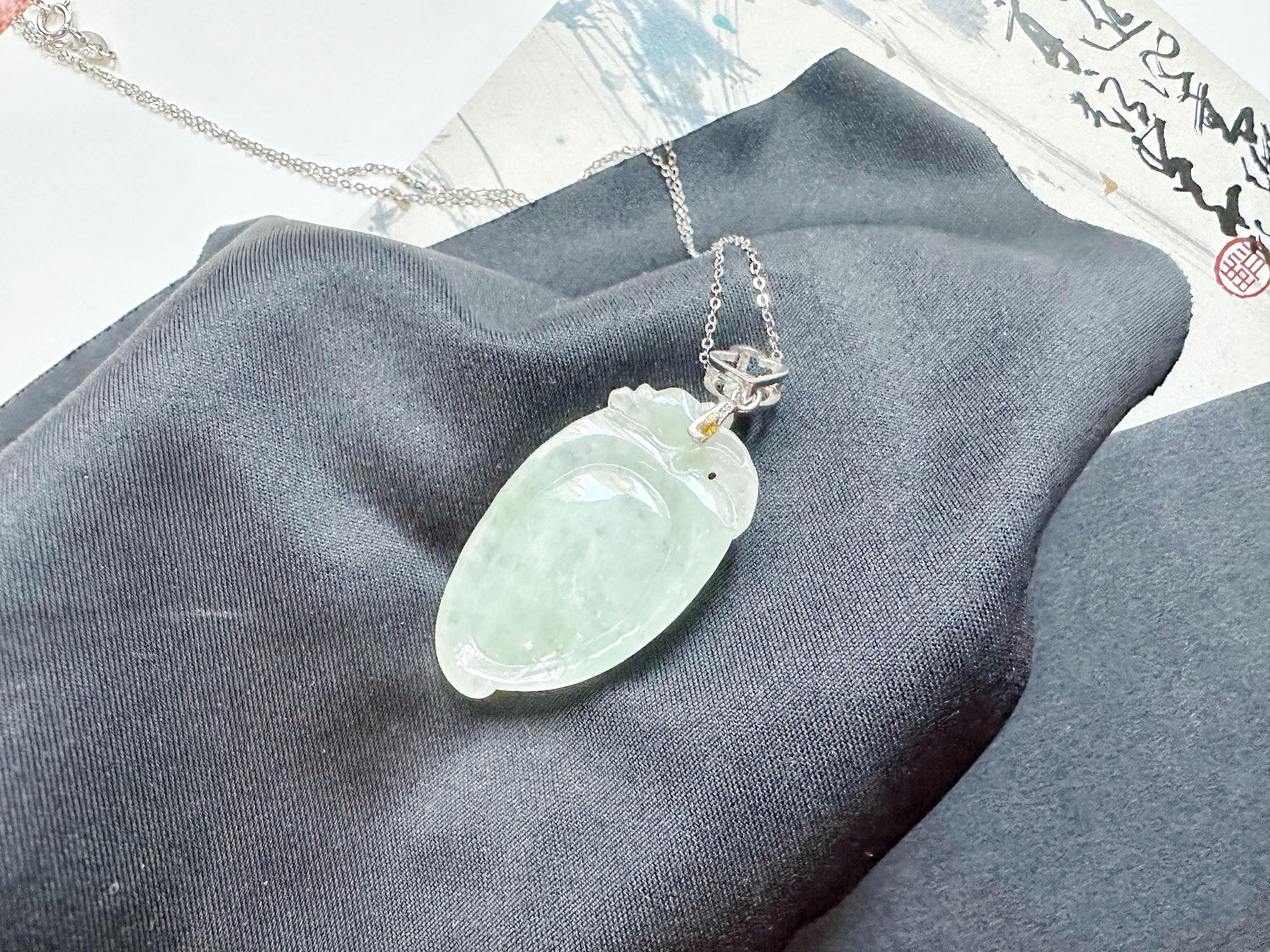 Natural Myanmar Jade Peach Silver Pendant In condizioni Nuovo in vendita a Kowloon, HK