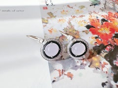 Natural Myanmar Lavender Icy Type Jadeite Earrings, Purple Jade Ear Hook