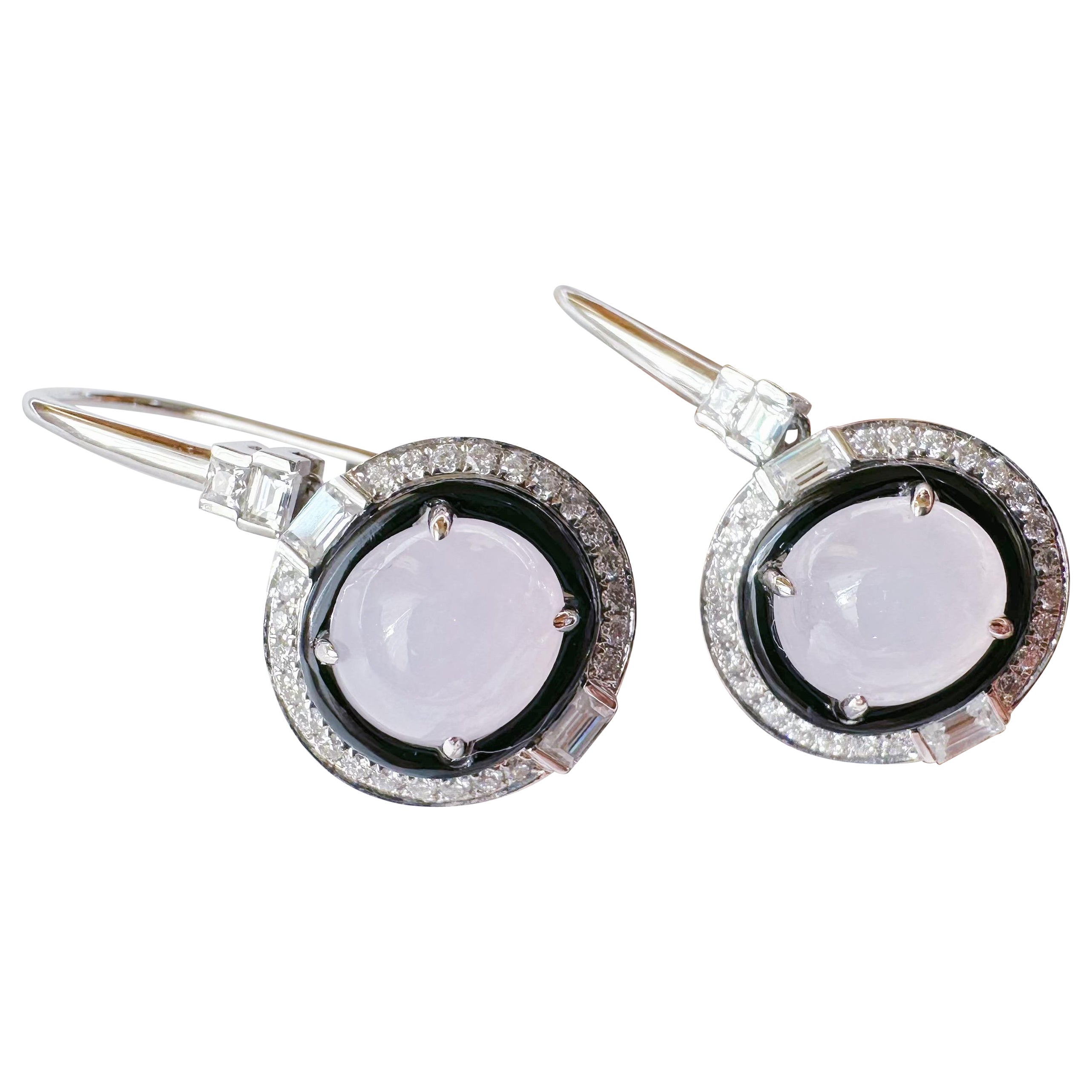 Boucles d'oreilles en Jadéite Naturelle du Myanmar, Lavande, Jade mauve en vente