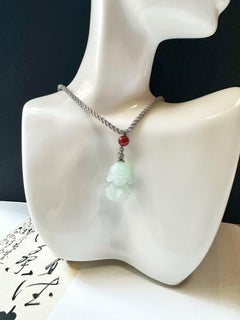 Natural Myanmar Mini Buddha Pale Green Jade Pendant, Buddha Jadeite