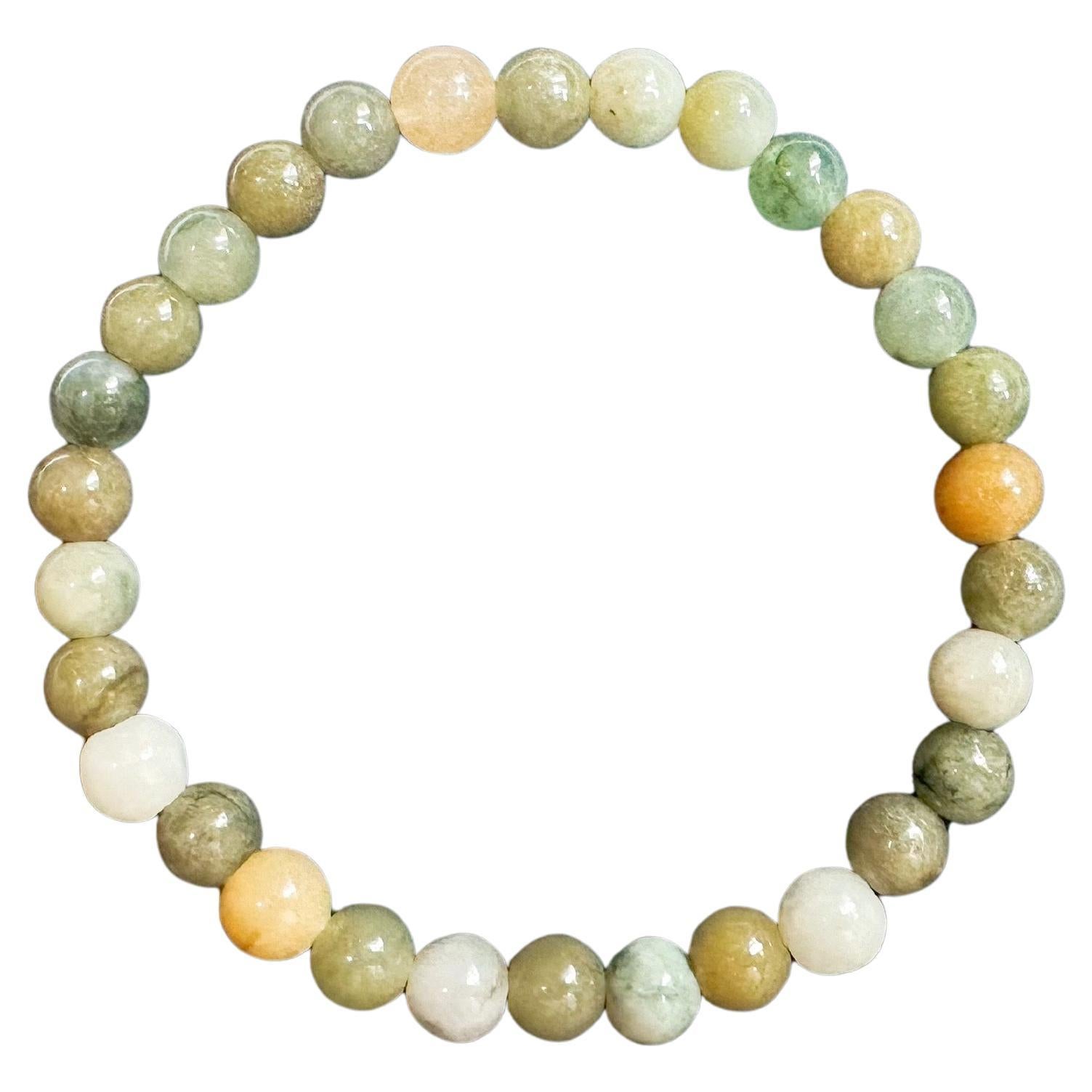 Natural Myanmar Multicolor Jade Beads Bracelet