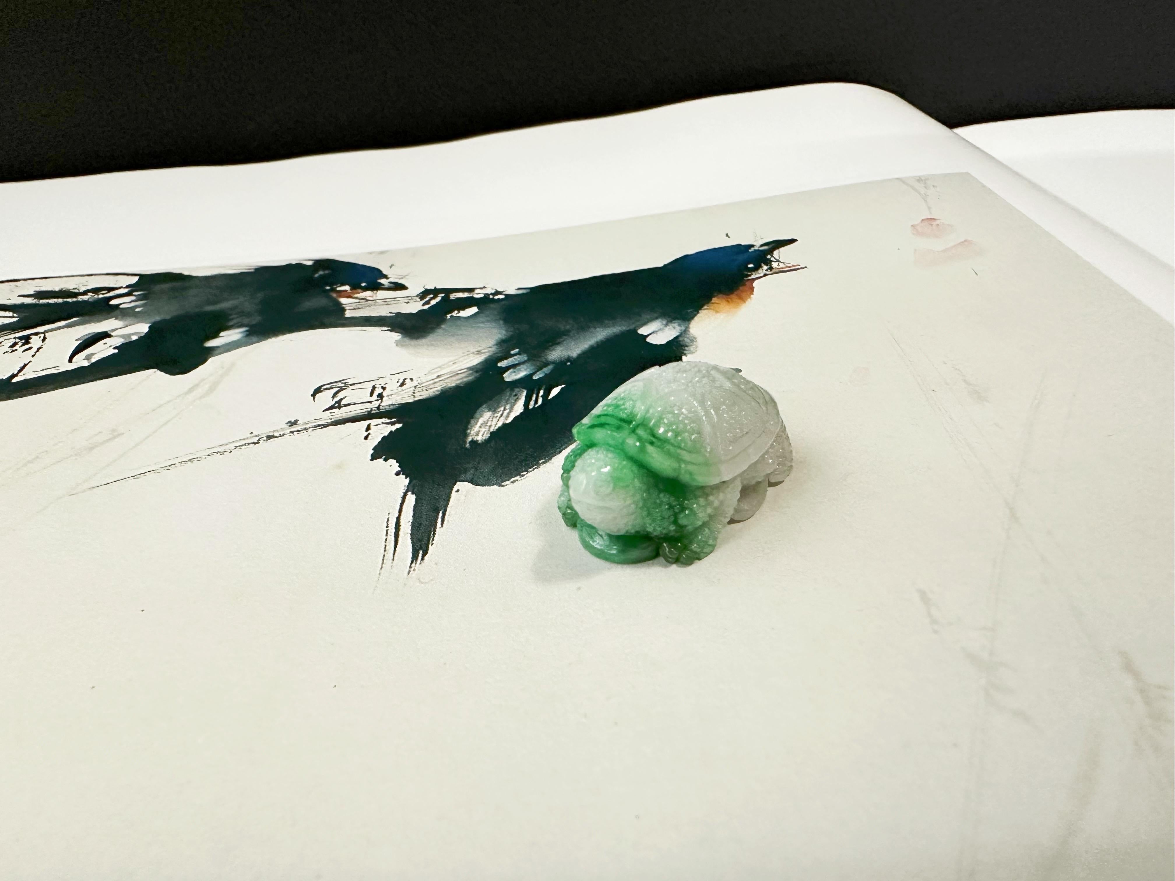 Tortuga Natural de Myanmar Jadeíta Verde Viva Suelta, Símbolo de Longevidad en venta 5