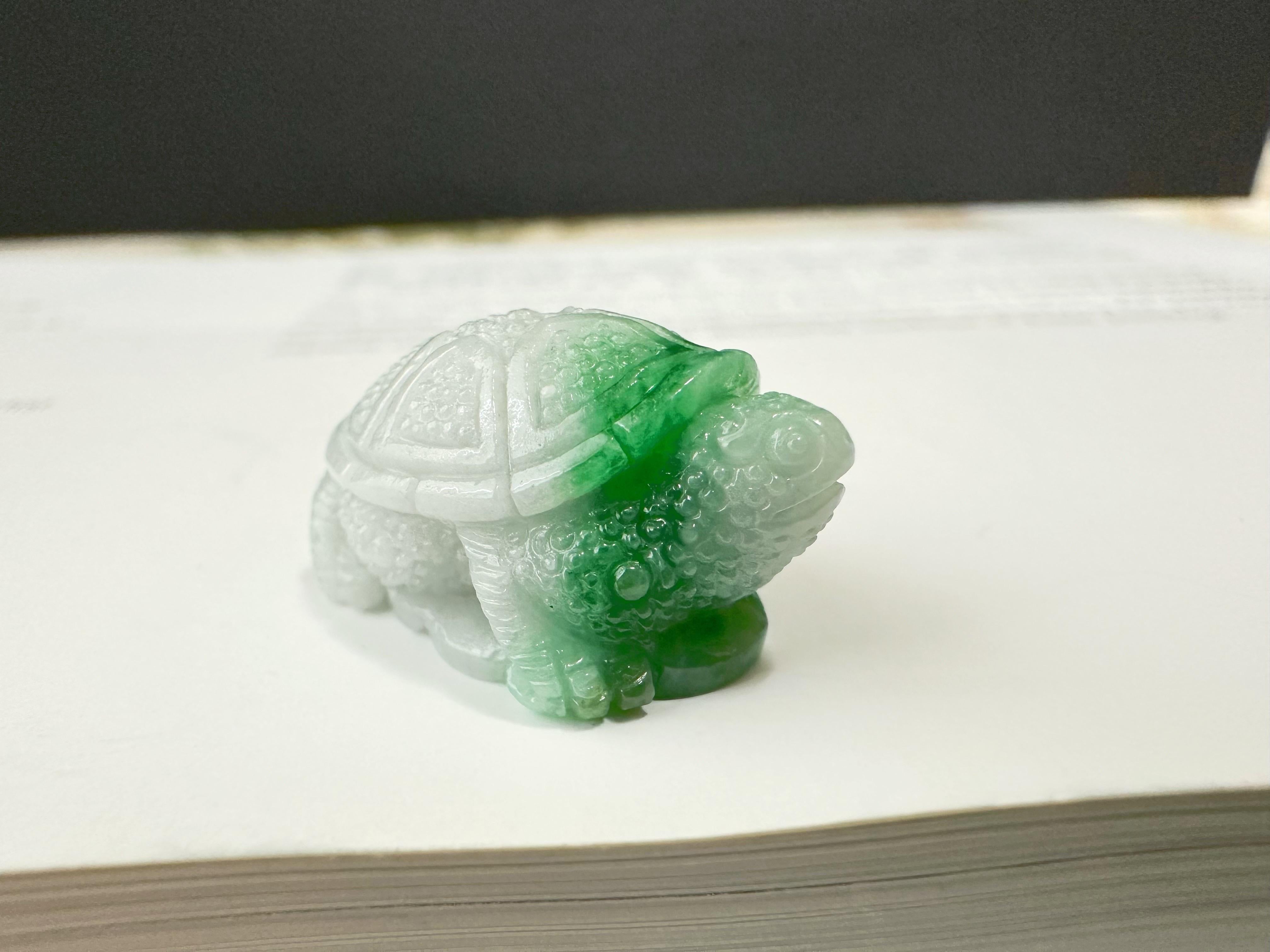Tortuga Natural de Myanmar Jadeíta Verde Viva Suelta, Símbolo de Longevidad en venta 1