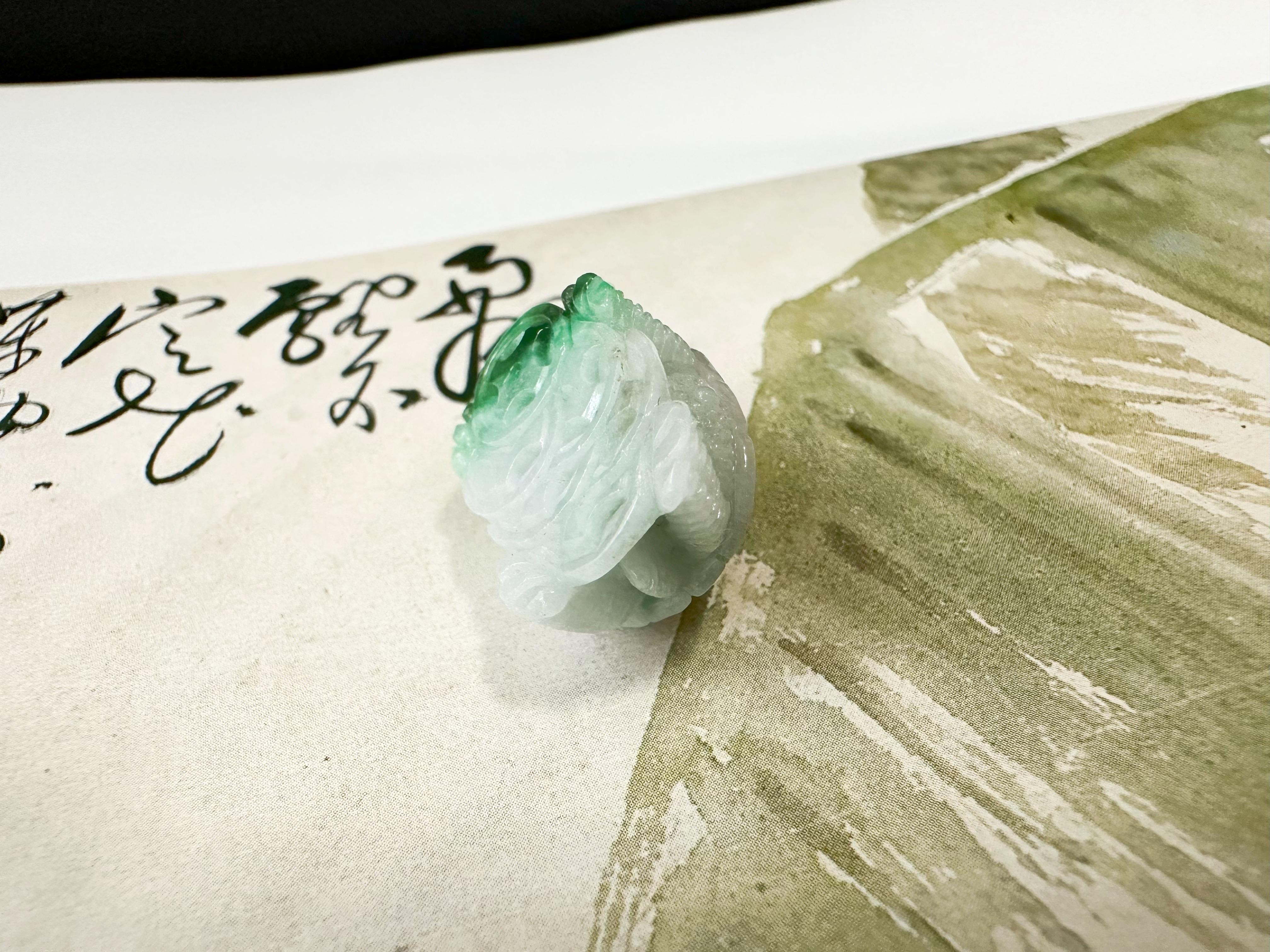 Tortuga Natural de Myanmar Jadeíta Verde Viva Suelta, Símbolo de Longevidad en venta 3