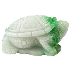 Tortuga Natural de Myanmar Jadeíta Verde Viva Suelta, Símbolo de Longevidad