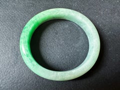 Natural Myanmar Vivid Apple Green Oval Shape Jade Bangle Bracelet