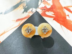 Natural Myanmar Yellow Jade Unisex Cufflinks — Type A Jadeite in 925 Silver