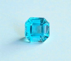 Natural Neon Blue Apatite Gemstone: 0.53 Carat Asscher Cut, December Birthstone