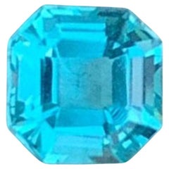 Natural Neon Blue Apatite Gemstone: 0.53 Carat Asscher Cut, December Birthstone