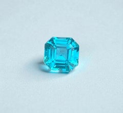 Natural Neon Blue Apatite Gemstone: 0.64 Carat Asscher Cut December Birthstone