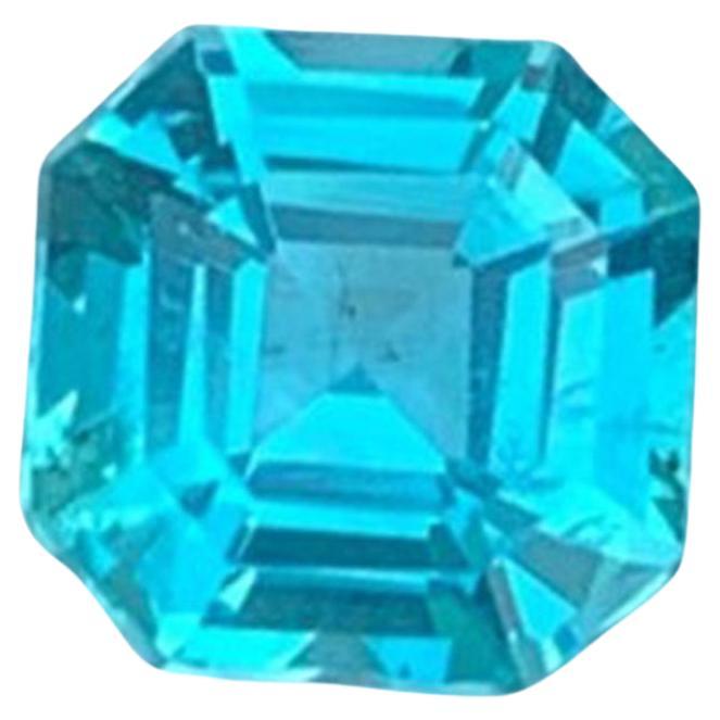 Natürliche Neon Blue Apatite Edelstein: 0,64 Karat Asscher Cut Dezember Birthstone