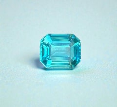 Natural Neon Blue Apatite Gemstone: 0.65 Carat Emerald Cut December Birthstone