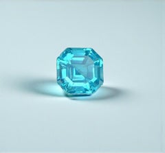 Natural Neon Blue Apatite Gemstone: 0.66 Carat Asscher Cut, From Africa