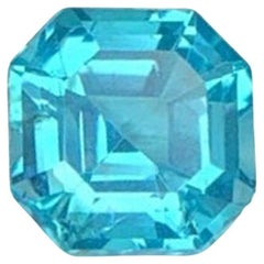 Natural Neon Blue Apatite Gemstone: 0.66 Carat Asscher Cut, From Africa