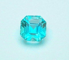 Natural Neon Blue Apatite Gemstone: 1.00 Carat Asscher Cut December Birthstone
