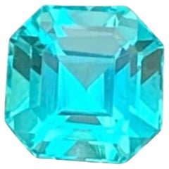 Natural Neon Blue Apatite Gemstone: 1.00 Carat Asscher Cut December Birthstone