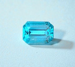 Natural Neon Blue Apatite Gemstone: 1.22 Carat Emerald Cut December Birthstone