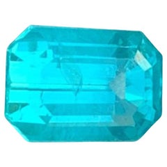 Natural Neon Blue Apatite Gemstone: 1.60 Carat Emerald Cut December Birthstone