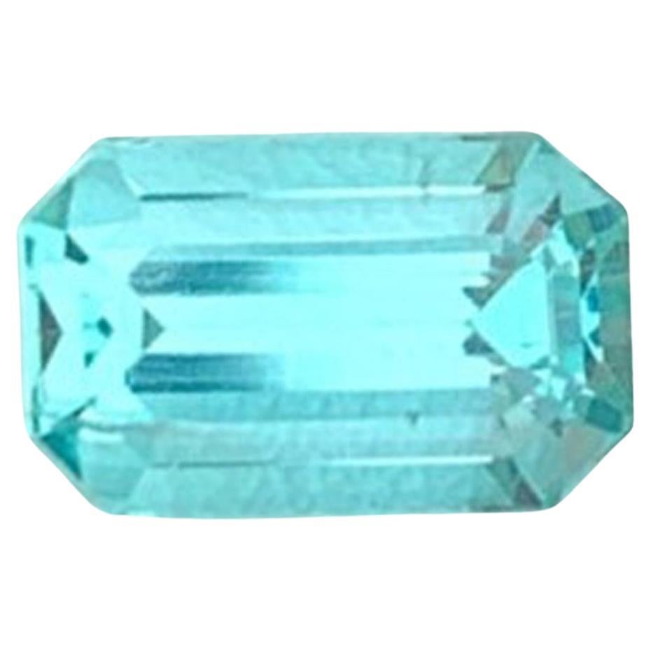 Natural Neon Blue Apatite Gemstone: 2.08 Carat Emerald Cut December Birthstone For Sale