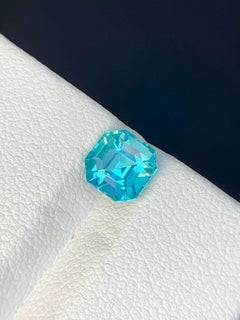 Natural Neon Blue Apatite Gemstone: Asscher Cut, Madagascar Origin, 1.23 Carat