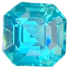 Natural Neon Blue Apatite Gemstone: Asscher Cut, Madagascar Origin, 1.23 Carat