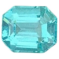 Natürlicher neonblauer Apatit Edelstein: Smaragd-Schliff 1,34 CT Dezember Geburtsstein