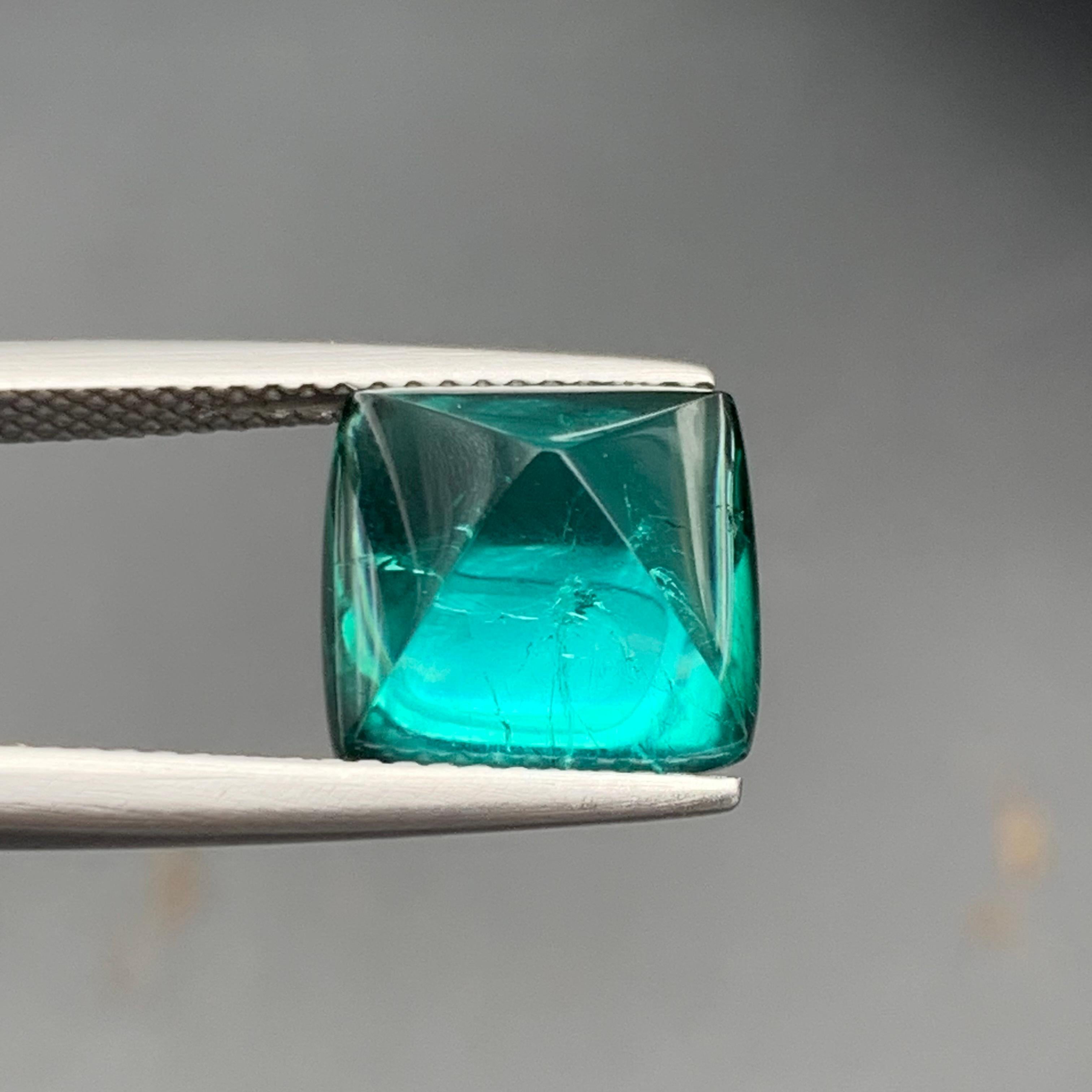 Turmalina verde azul neón natural 6,82 quilates Cabujón de pan de azúcar Gema suelta en venta 3