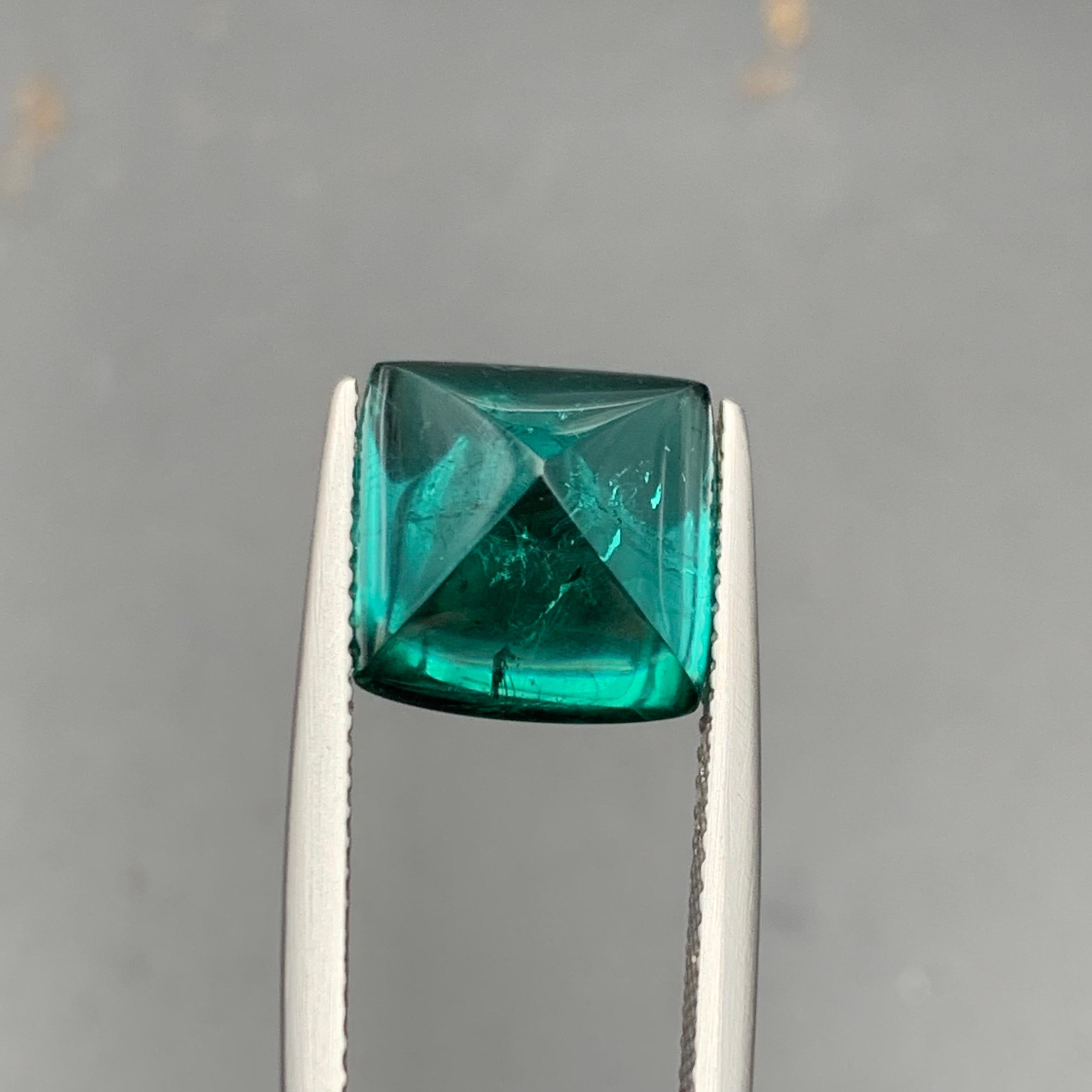 Turmalina verde azul neón natural 6,82 quilates Cabujón de pan de azúcar Gema suelta en venta 4