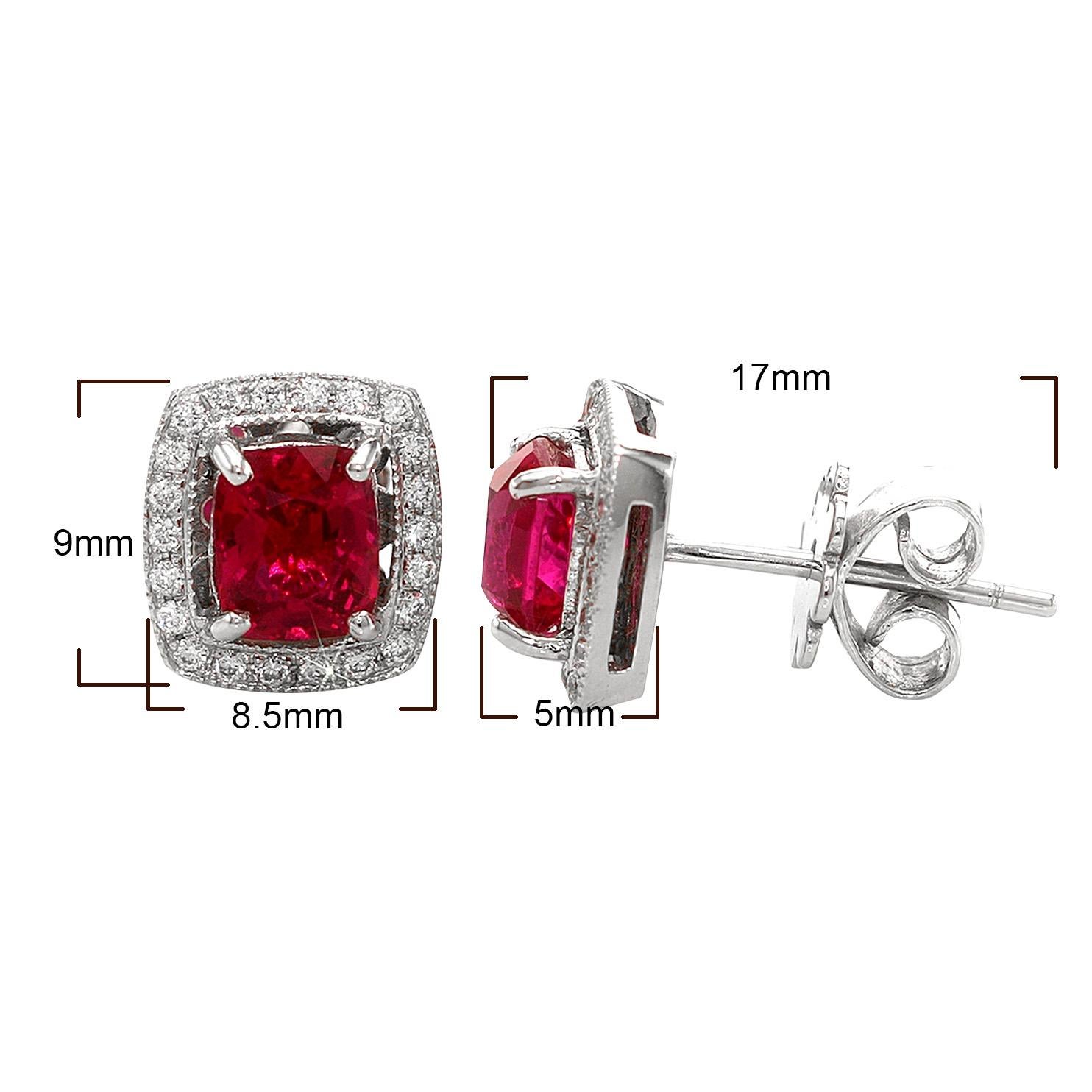 Natural Neon Tanzanian Spinel 1.45 Carats in White Gold Earrings  For Sale 1
