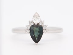 Natural Nigerian Sapphire Half Halo Engagement Ring 14K White Gold R6693