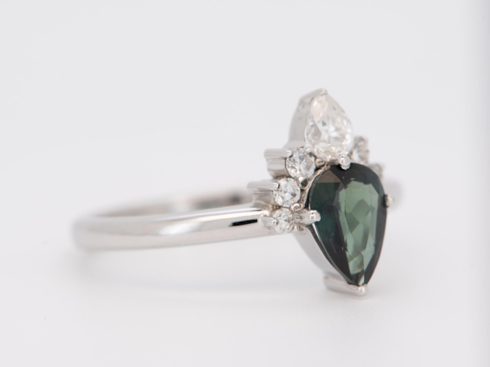 Uncut Natural Nigerian Sapphire Half Halo Engagement Ring 14K White Gold R6693 For Sale