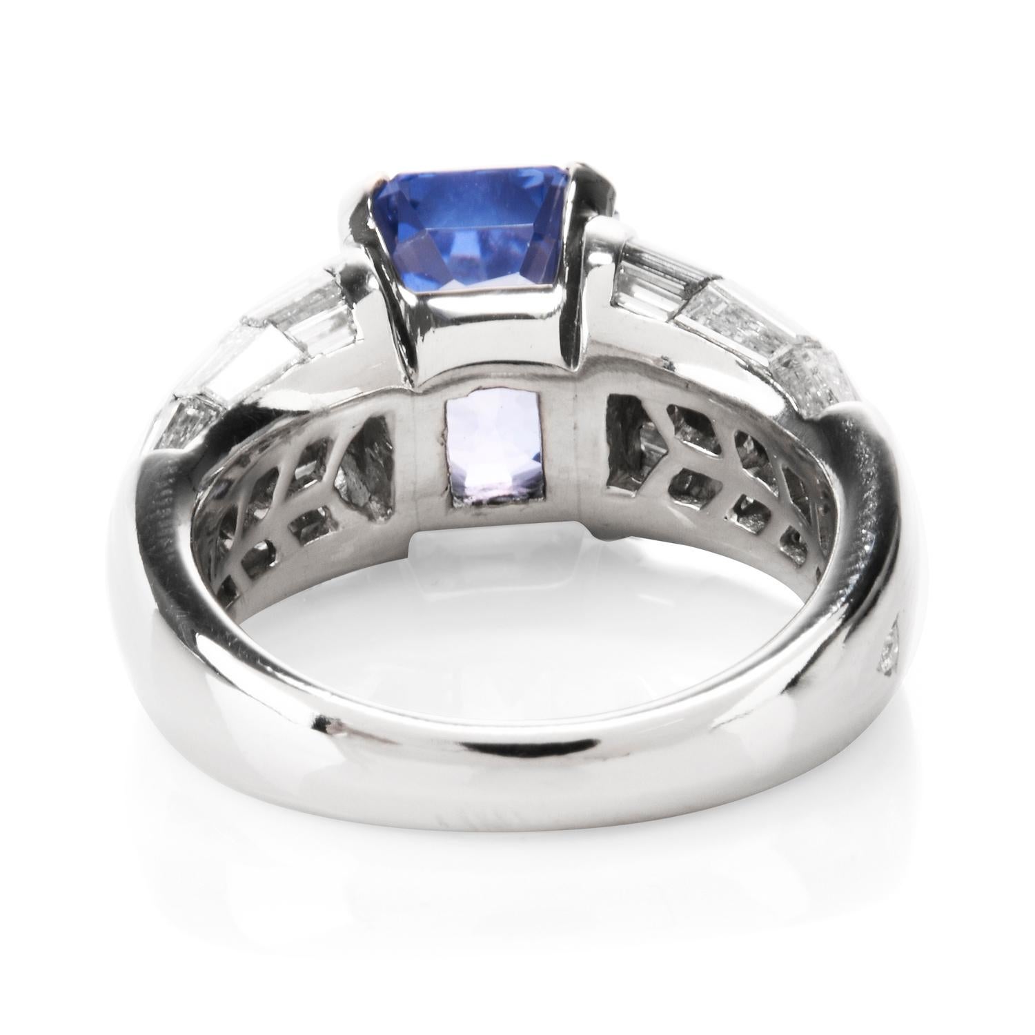 Women's or Men's Natural No Heat GIA Violet Sapphire Diamond Platinum Engagement Cocktail Ring