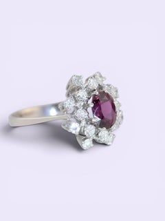 Natural No Heat Madagascar Ruby 1.55ct Cluster Ring with Diamonds in Gold