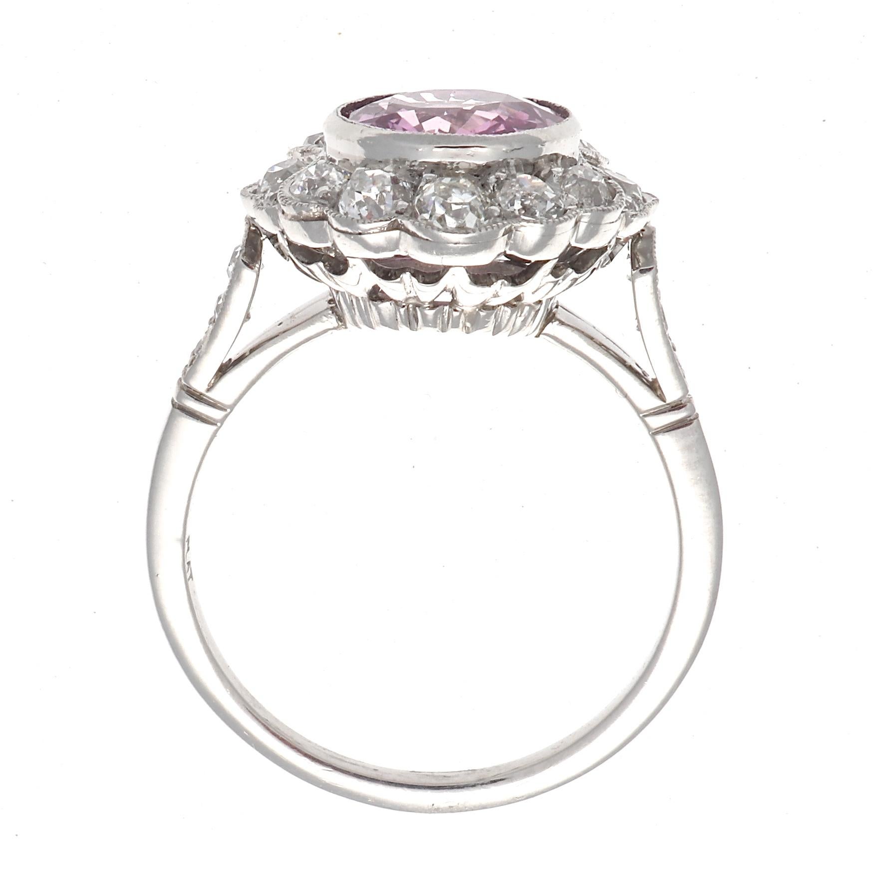 Modern Natural No Heat Pink Sapphire Diamond Platinum Engagement Ring