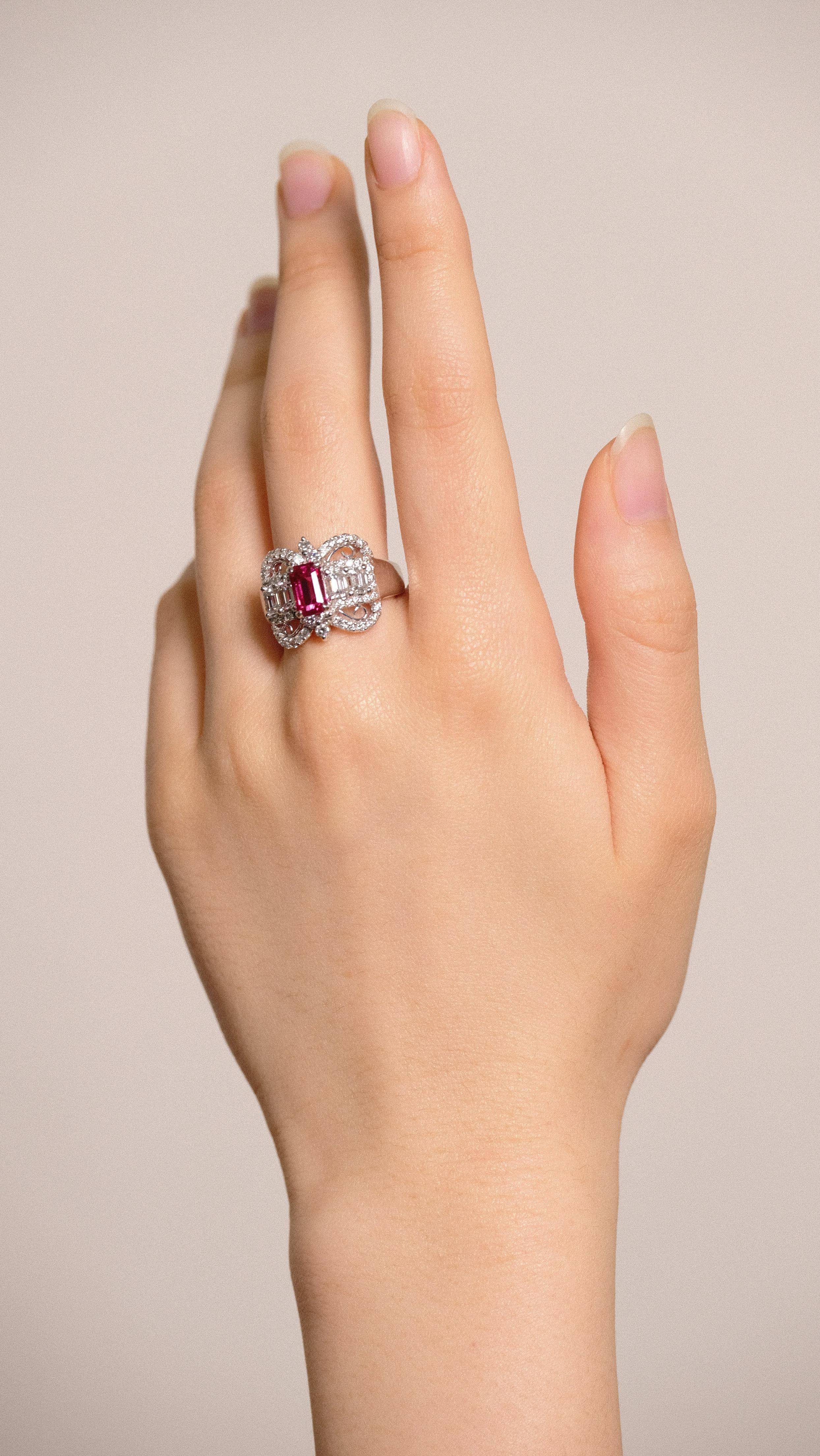 Natural No Heat Pink Sapphire Ring with Diamonds, Engagement Ring For Sale 4