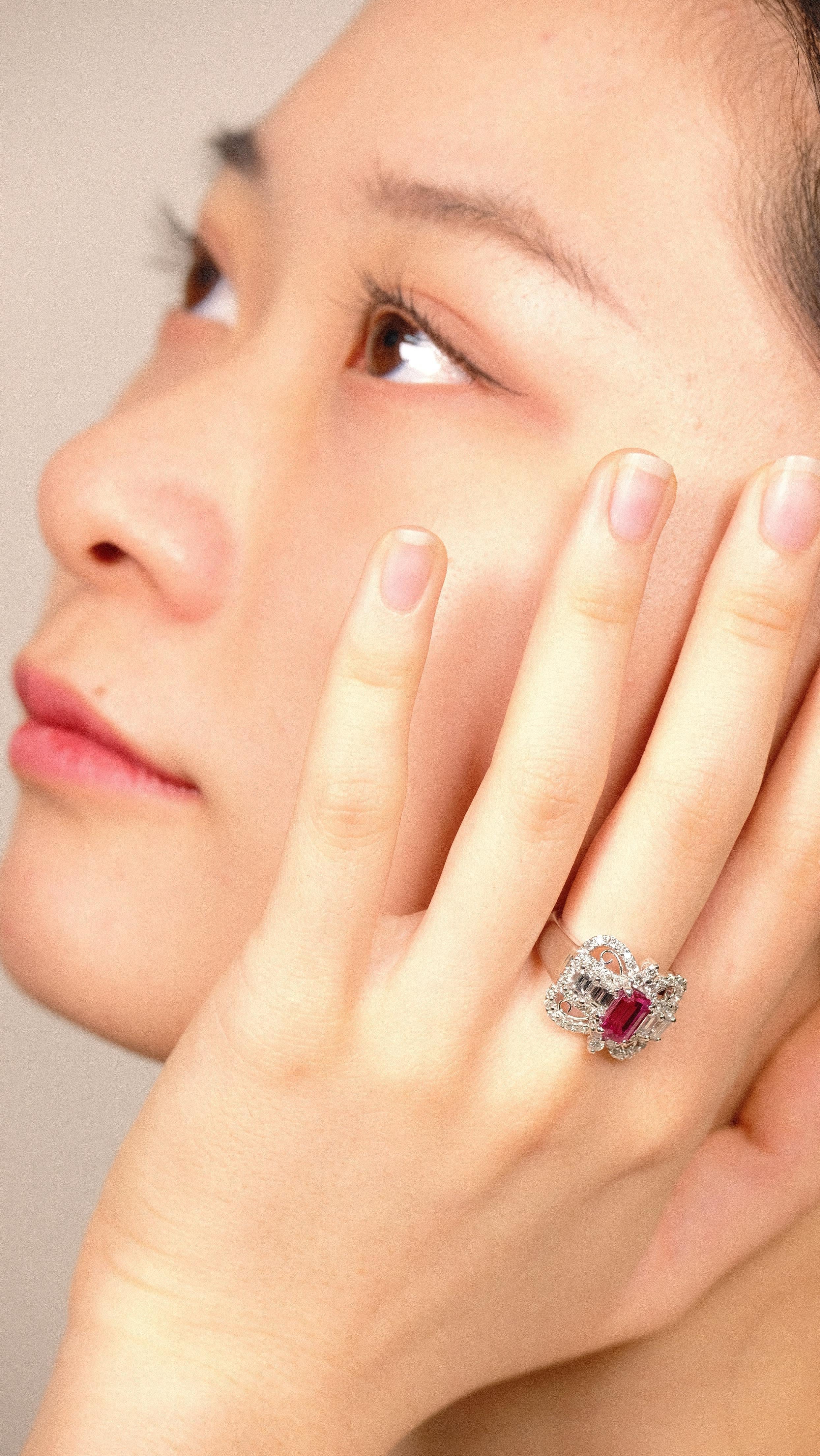 Natürlicher No Heat Pink Sapphire Ring mit Diamanten, Verlobungsring im Angebot 5