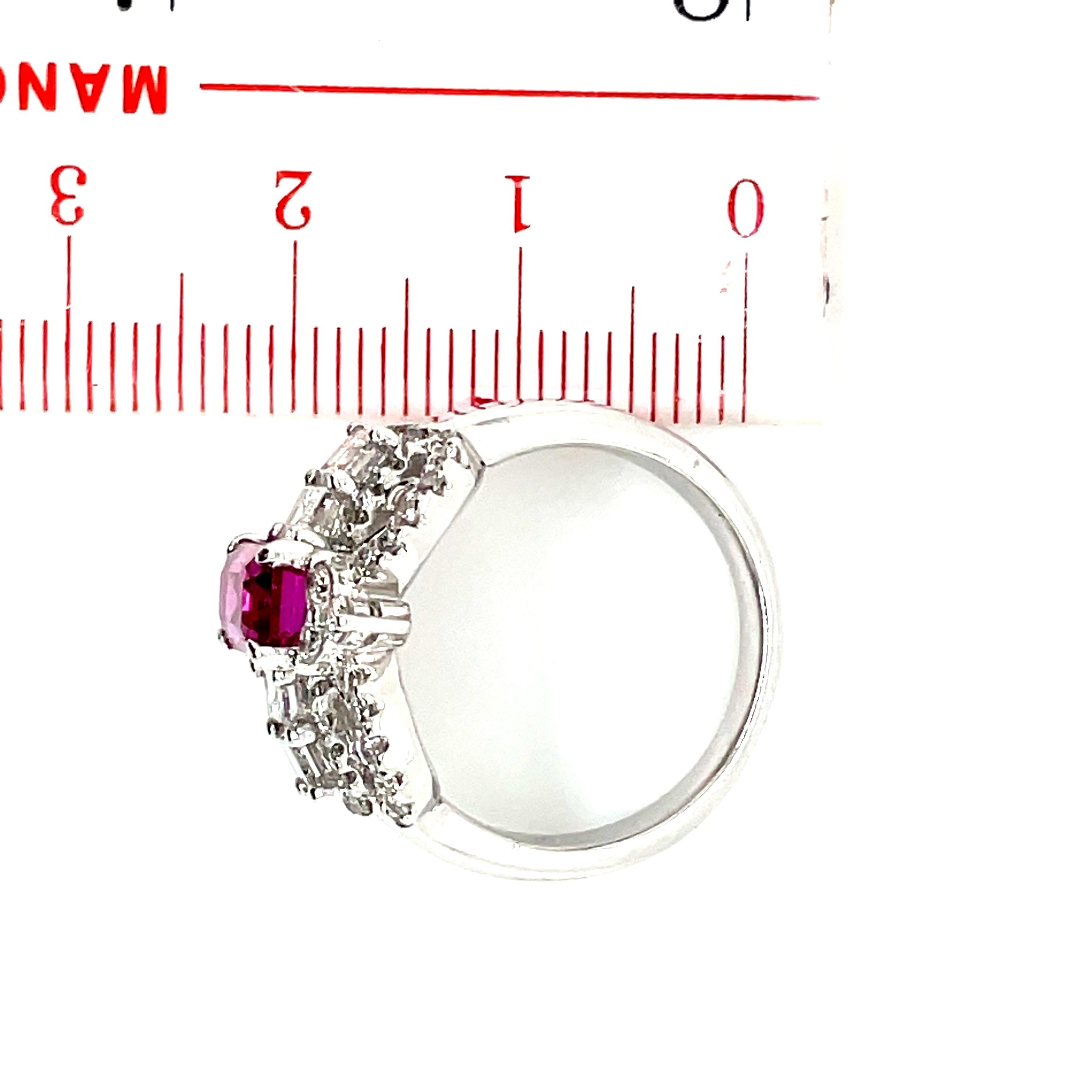 Natural No Heat Pink Sapphire Ring with Diamonds, Engagement Ring For Sale 6