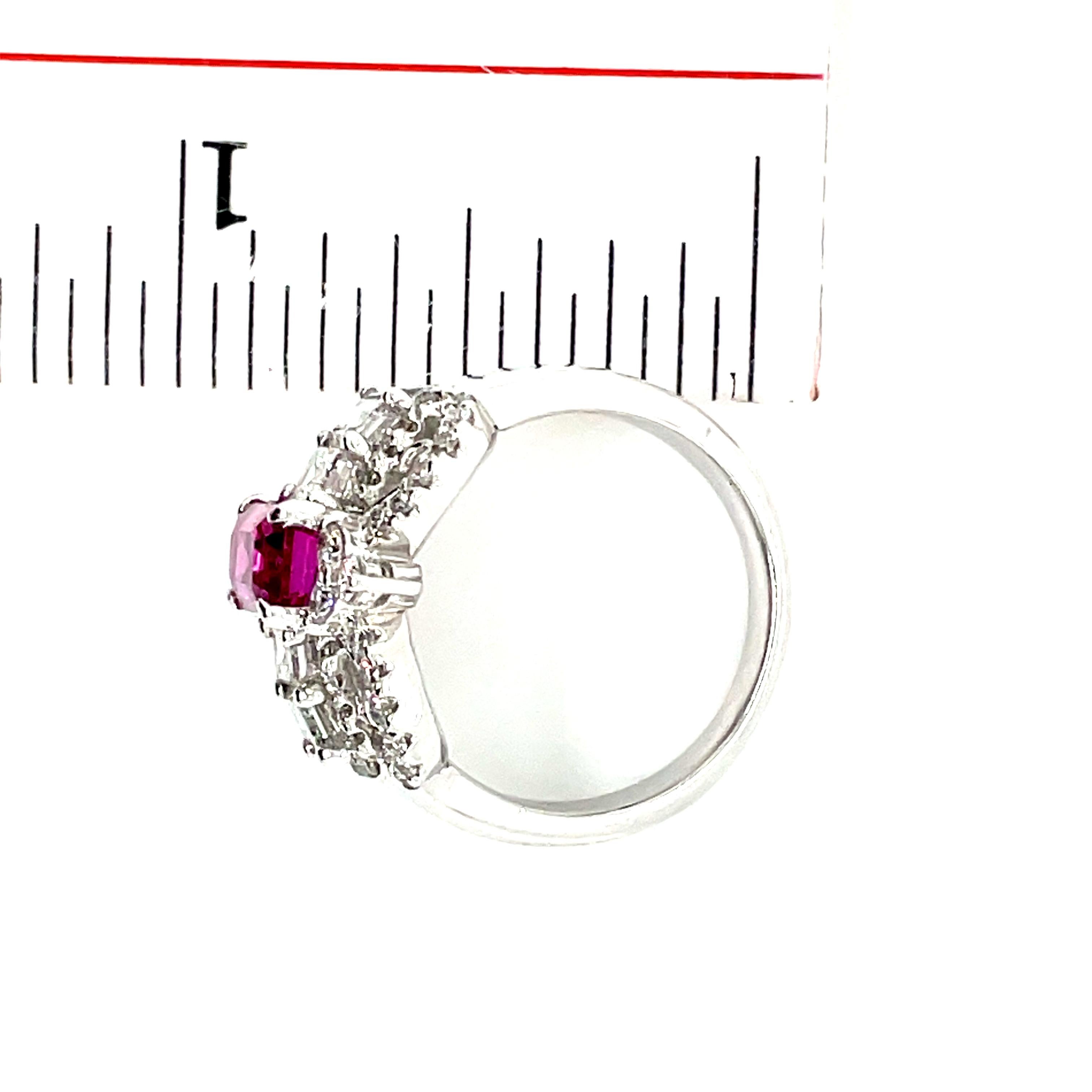 Natural No Heat Pink Sapphire Ring with Diamonds, Engagement Ring For Sale 7