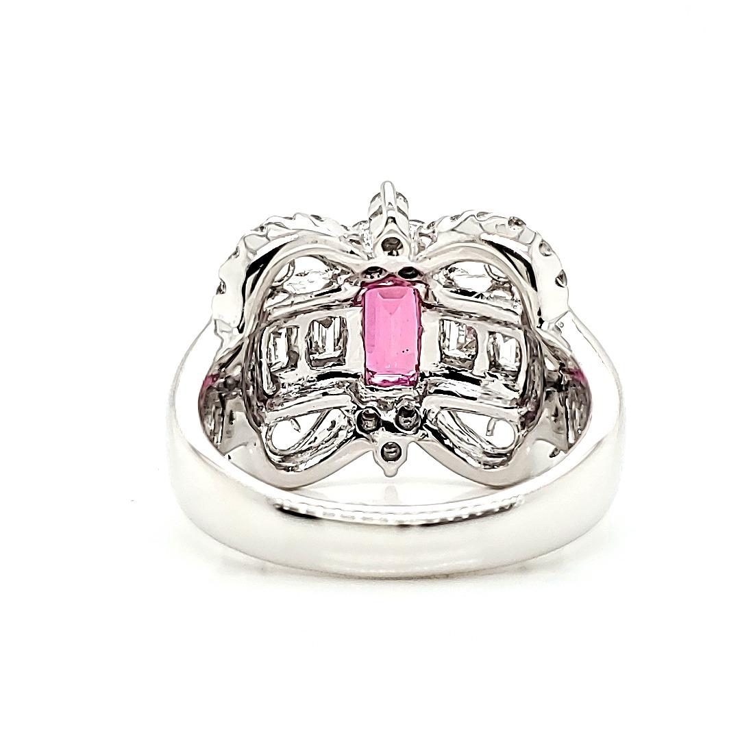 Contemporary Natural No Heat Pink Sapphire Ring with Diamonds, Engagement Ring For Sale