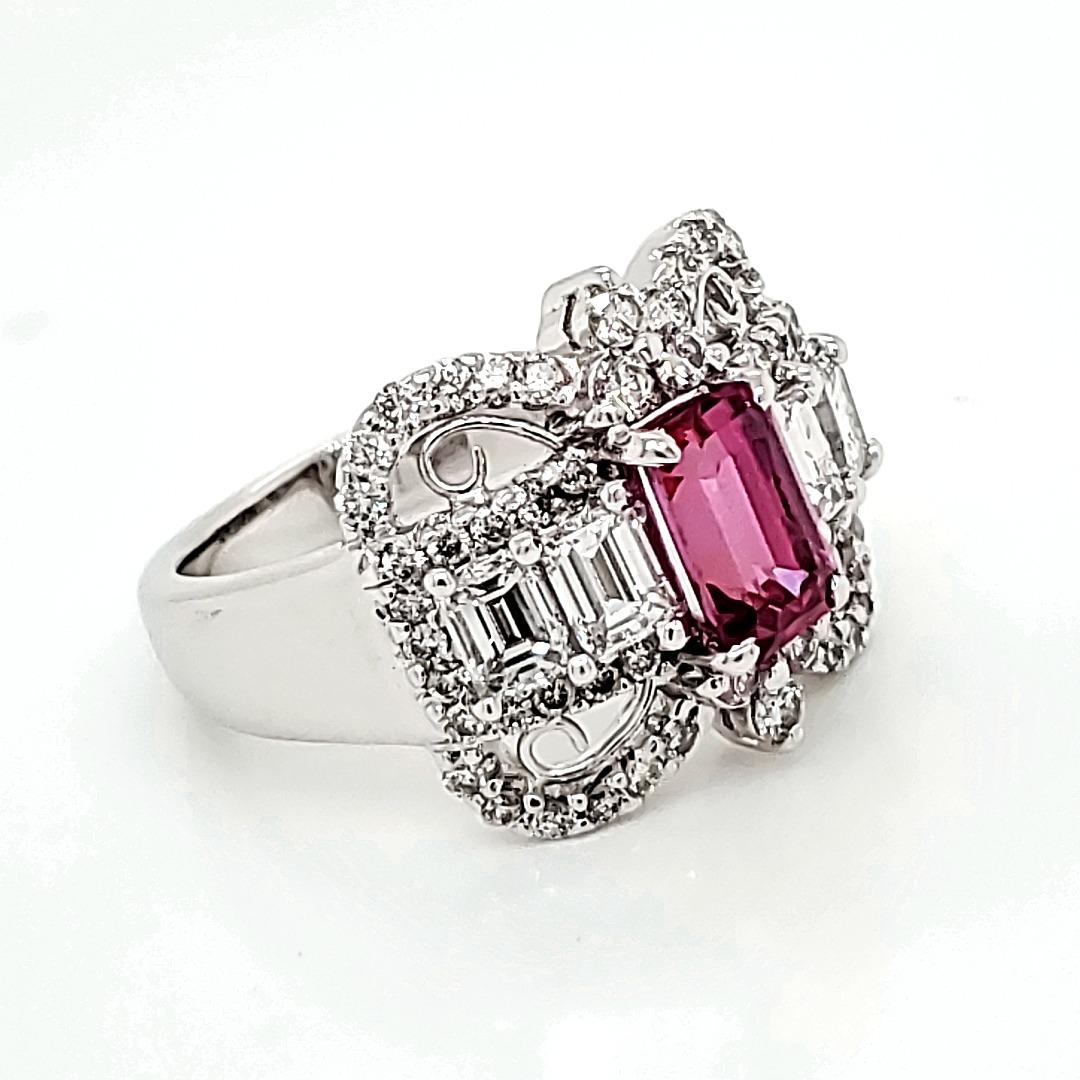 Natural No Heat Pink Sapphire Ring with Diamonds, Engagement Ring For Sale 2