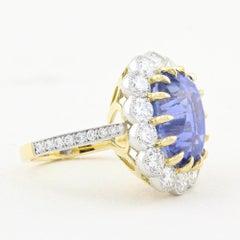 Natural No Heat Sapphire and Diamond Cluster Ring