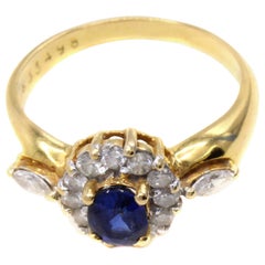 Natural No Heat Sapphire Diamond 18 Karat Gold Engagement Ring