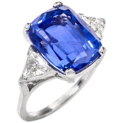 Natural No Heat Sapphire Diamond Three-Stone Platinum Ring